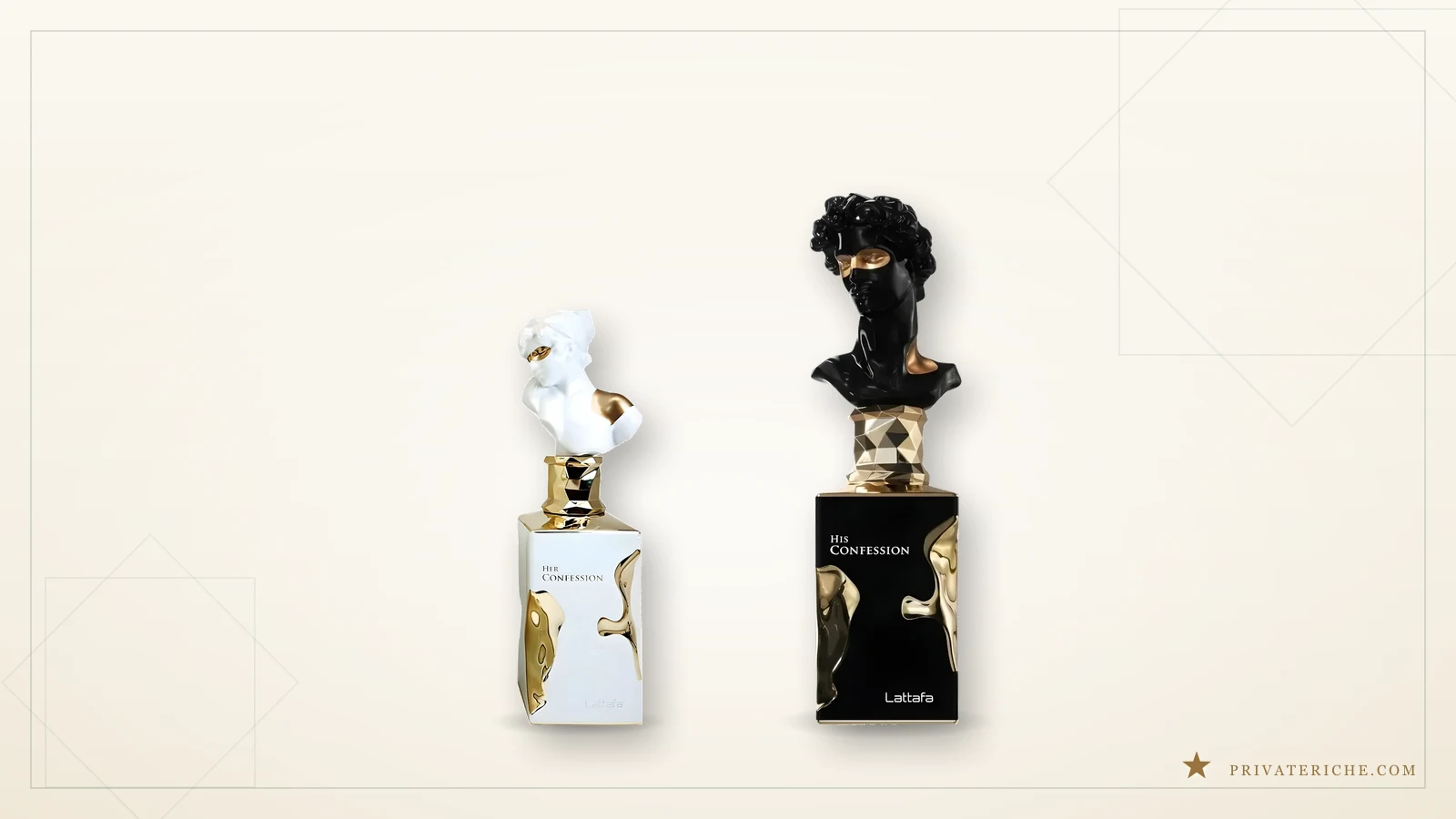 Los eau de parfum Her Confession y His Confession de Lattafa, la pareja que da nombre a los ambientadores del mismo perfil