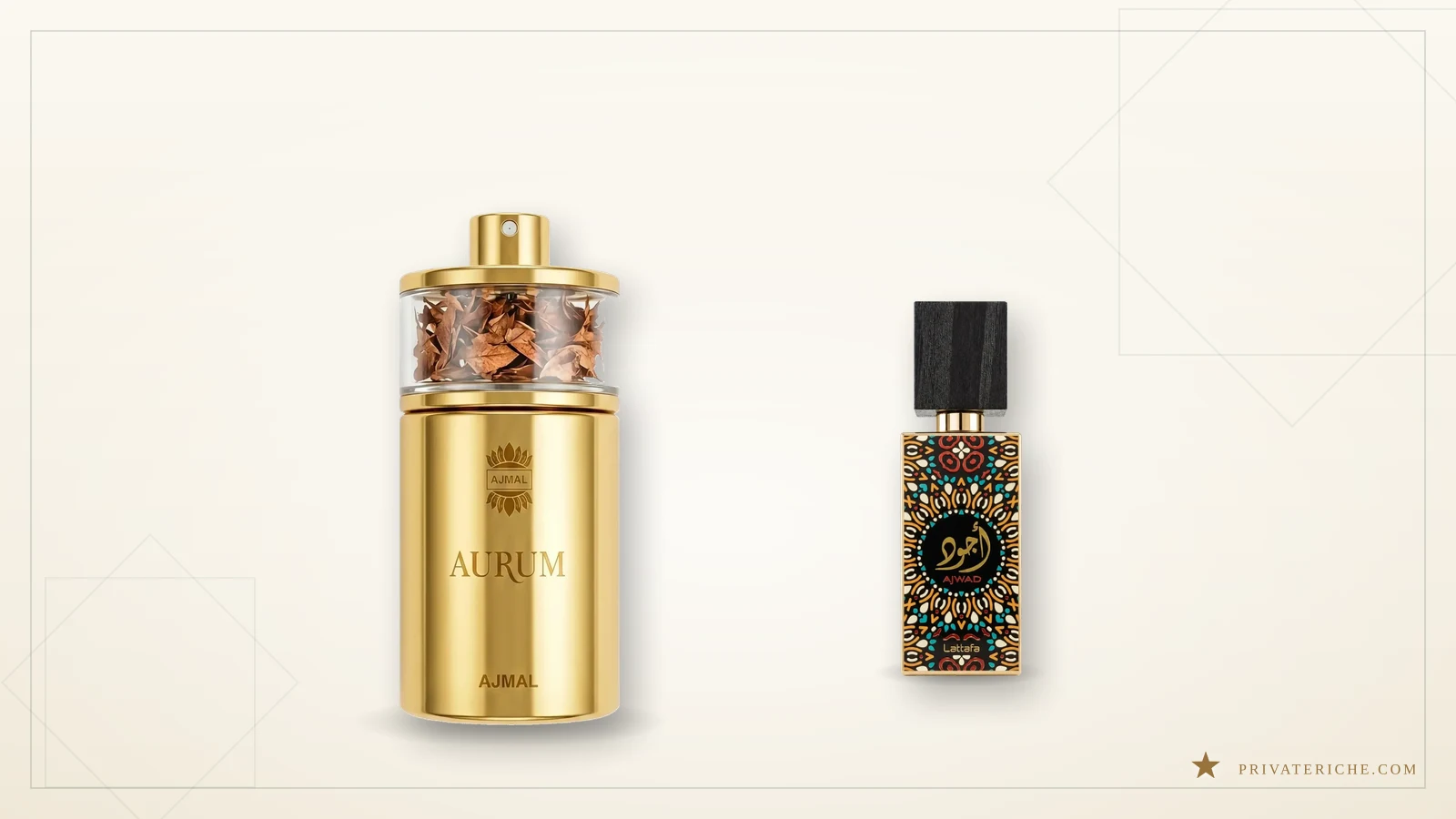 Ajmal Aurum y Lattafa Ajwad, dos perfumes árabes recomendados para Black Friday con notas verificadas en Fragrantica