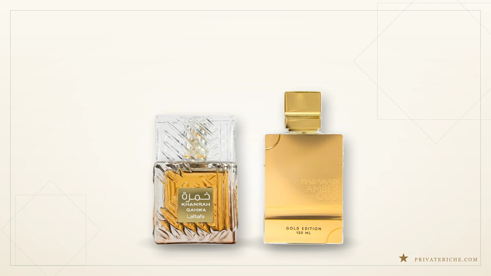 Lattafa Khamrah Qahwa y Al Haramain Amber Oud Gold Edition, dos perfumes árabes densos pensados para el invierno