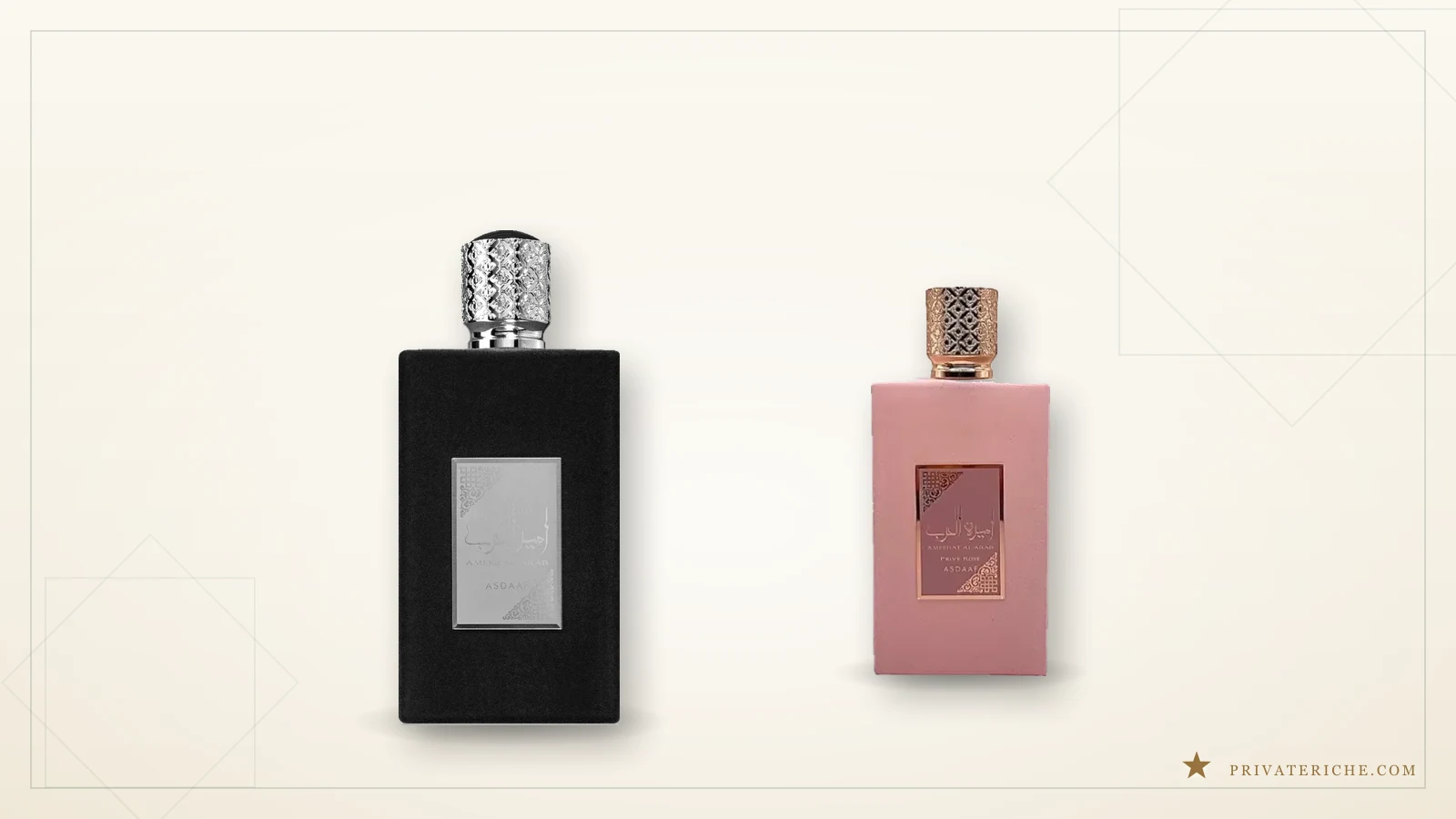 Asdaaf Ameer Al Arab y Asdaaf Ameerat Al Arab Prive Rose, la pareja de perfumes árabes de la marca emiratí Asdaaf