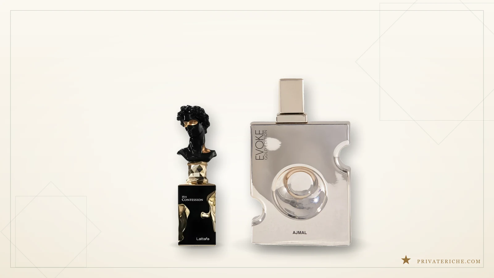 Lattafa His Confession y Ajmal Evoke Gold Edition, dos perfumes árabes para hombre recomendados en Cyber Monday