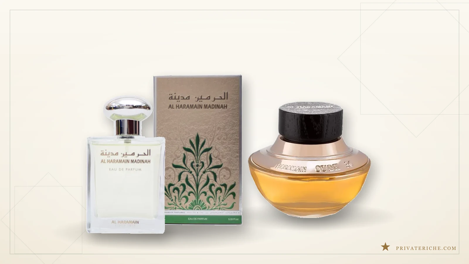 Al Haramain Madinah y Oudh 36, dos perfumes árabes con perfiles muy distintos: uno floral y limpio, el otro resinoso y denso