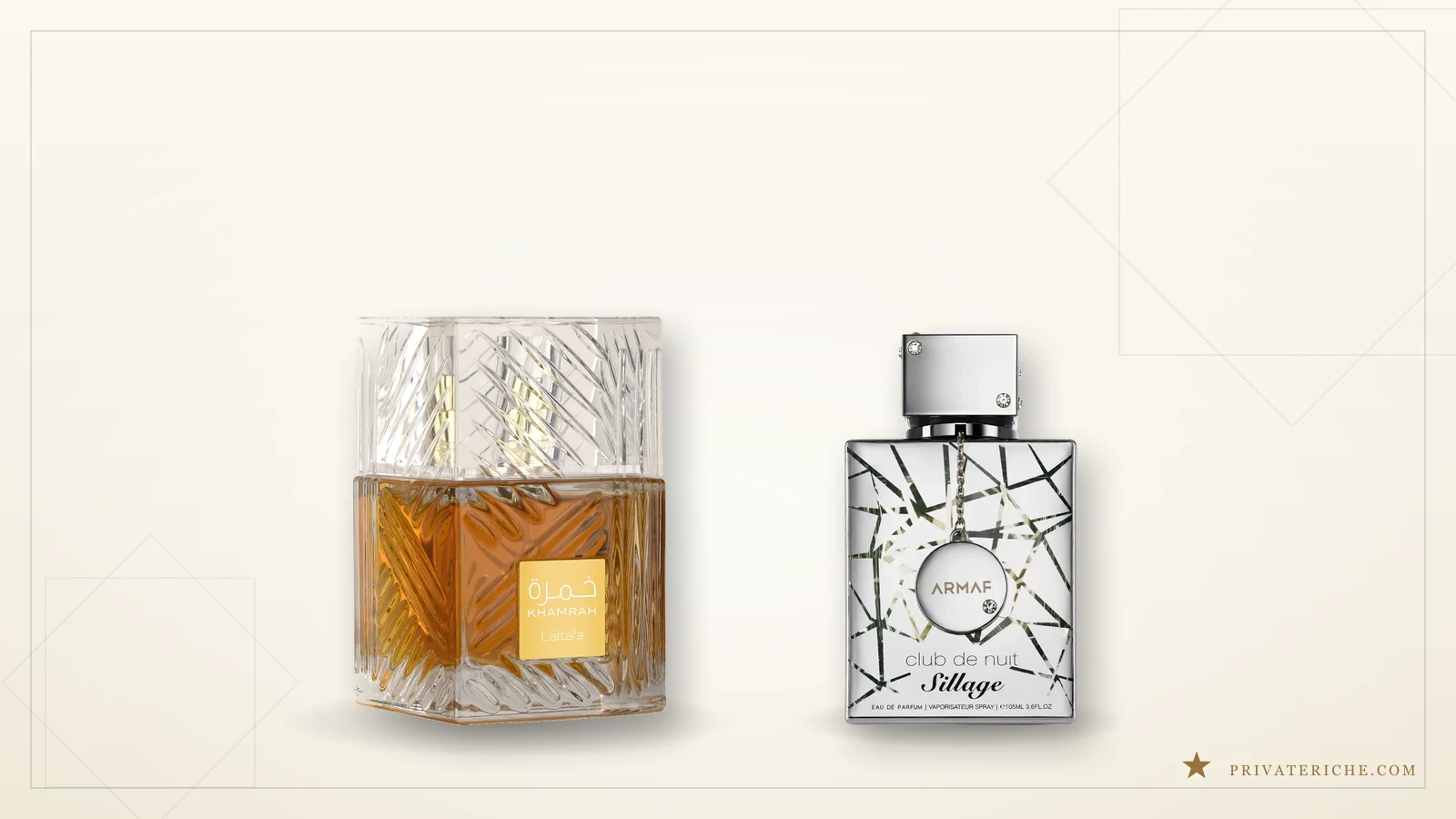 Lattafa Khamrah y Armaf Club de Nuit Sillage, la combinación de gourmand denso y fresco con estela para layering