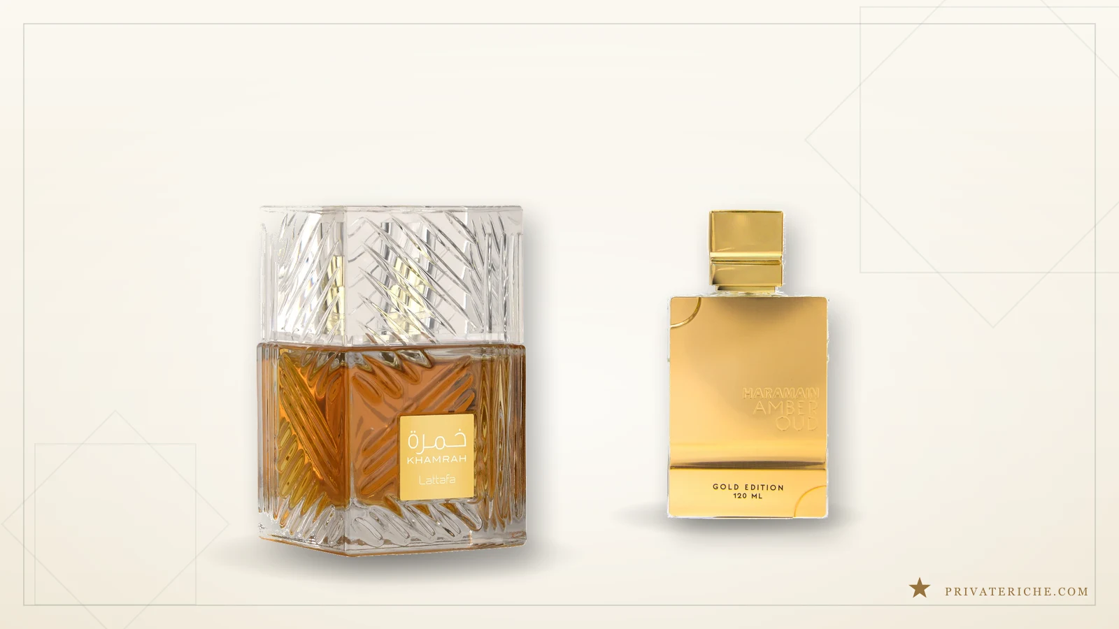 Lattafa Khamrah y Al Haramain Amber Oud Gold Edition, dos perfumes árabes de ámbar y especias para el invierno