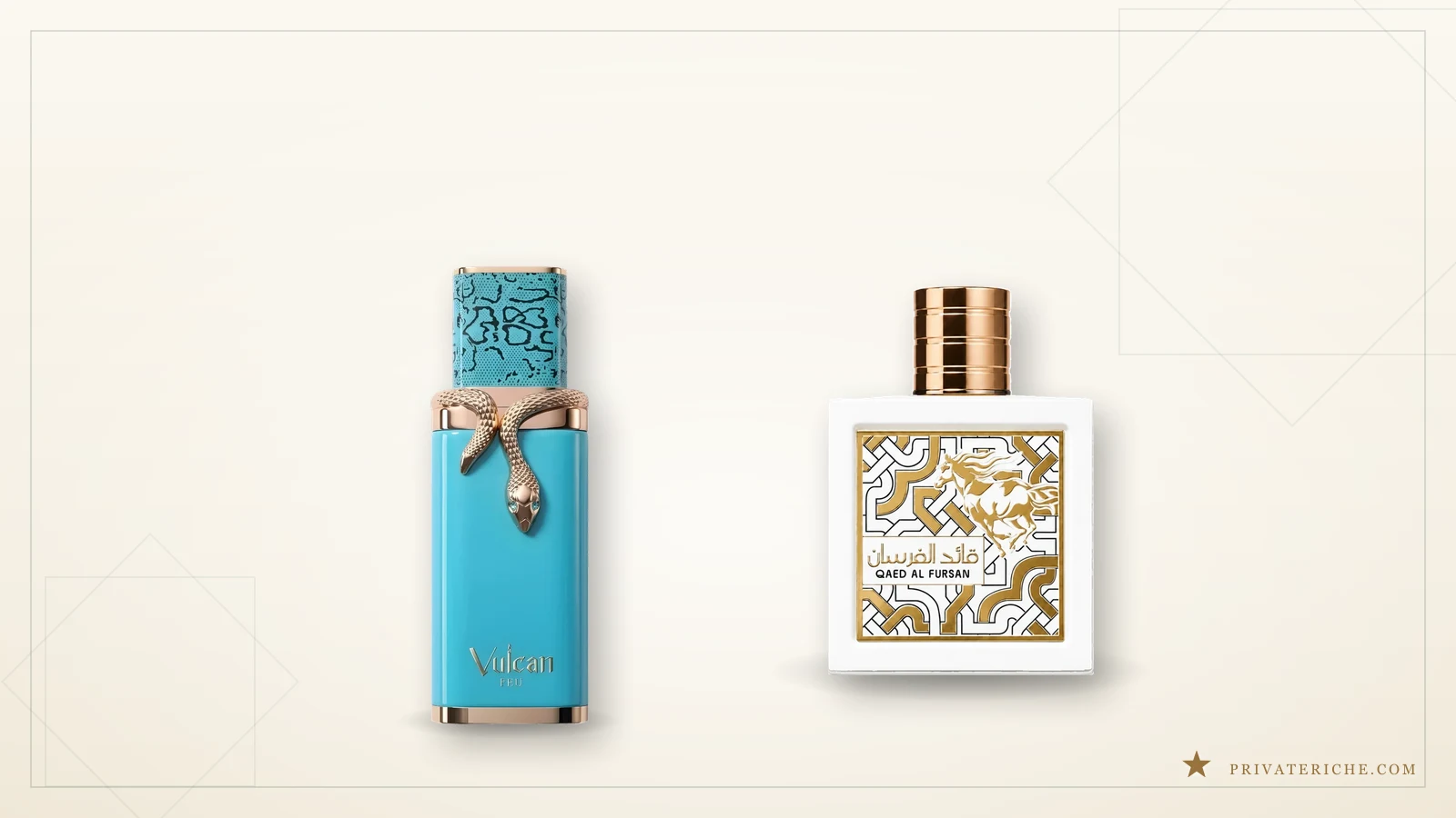 French Avenue Vulcan Feu y Lattafa Qaed Al Fursan Unlimited, un perfume árabe de mango floral-amaderado y uno tropical de piña y coco