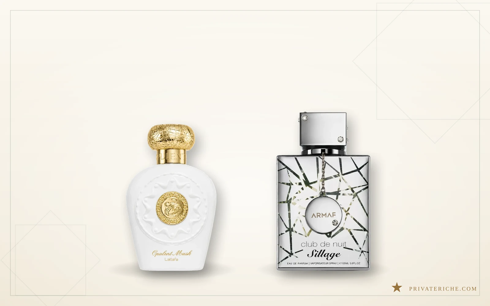 Lattafa Opulent Musk y Armaf Club de Nuit Sillage, dos perfumes árabes almizclados blancos y frescos