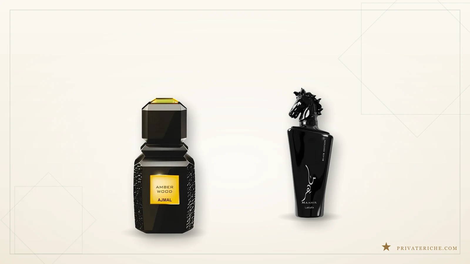 Ajmal Amber Wood y Lattafa Maahir Black, dos perfumes árabes amaderados con perfiles muy distintos