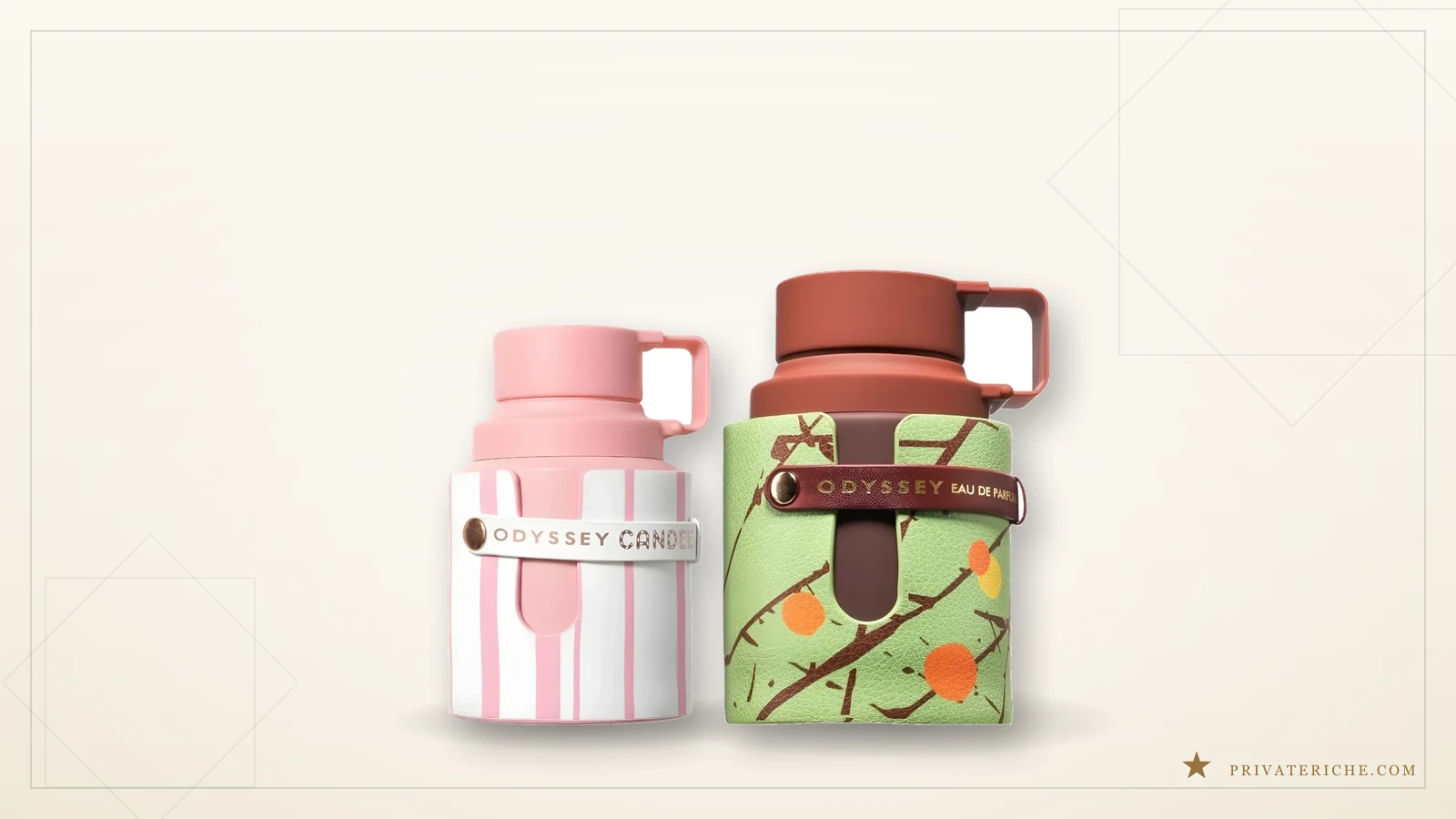 Armaf Odyssey Candee y Armaf Odyssey Dubai Chocolat, perfumes árabes dulces gourmand en su característico frasco termo