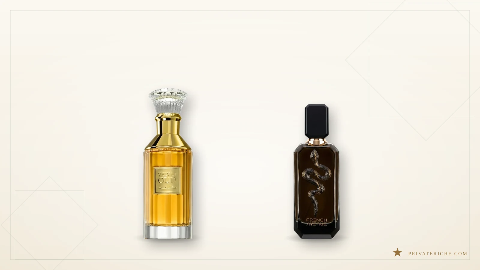 Lattafa Velvet Oud y French Avenue Veneno, dos perfumes árabes oscuros con notas de cuero, oud y humo, ideales para Halloween