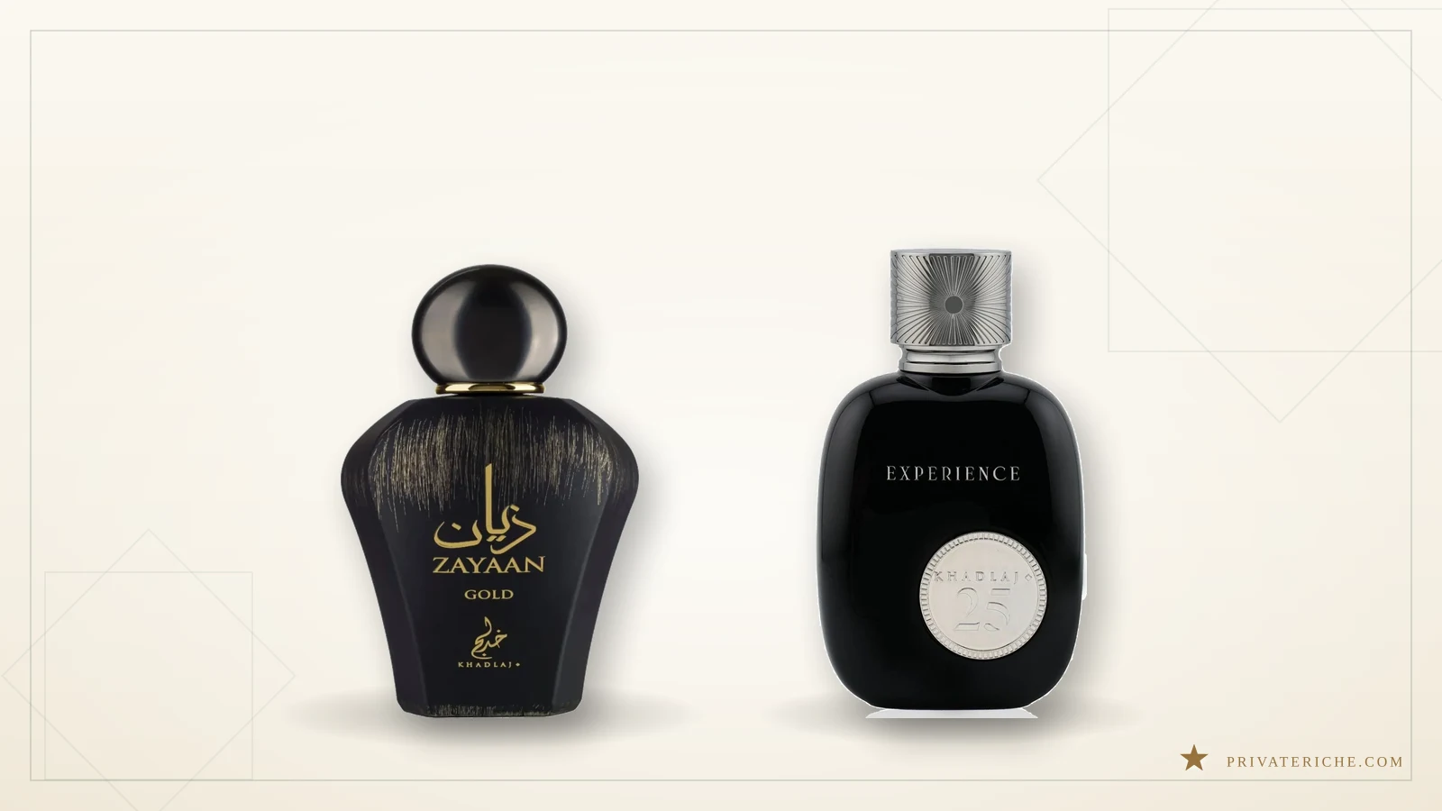 Zayaan Gold de Khadlaj y 25 Experience de Khadlaj, los dos perfumes árabes de otoño más equilibrados para la oficina