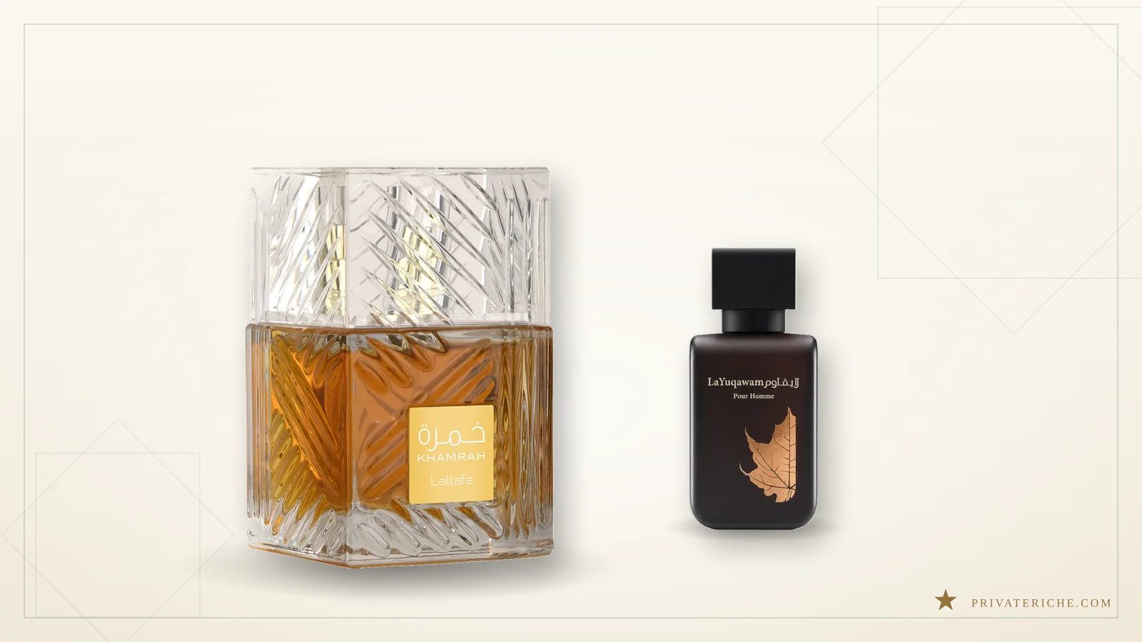 Lattafa Khamrah y Rasasi La Yuqawam, dos perfumes árabes con notas de ámbar y cuero que se quedan pegadas a la piel