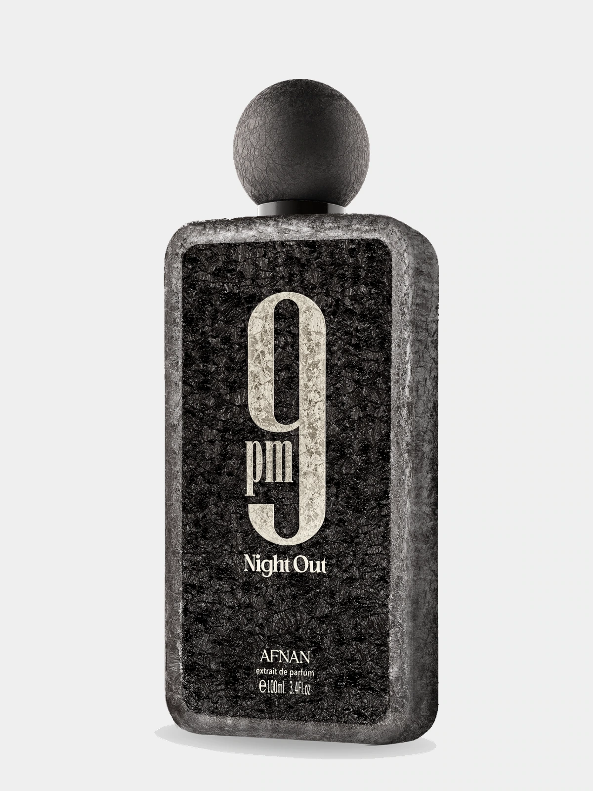 Afnan 9PM Night Out · Extrait de Parfum 100 ml · Unisex — detalle del frasco