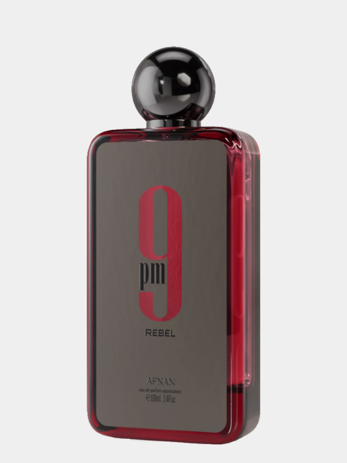 Afnan 9PM Rebel · Eau de Parfum 100 ml · para Hombre — detalle del frasco