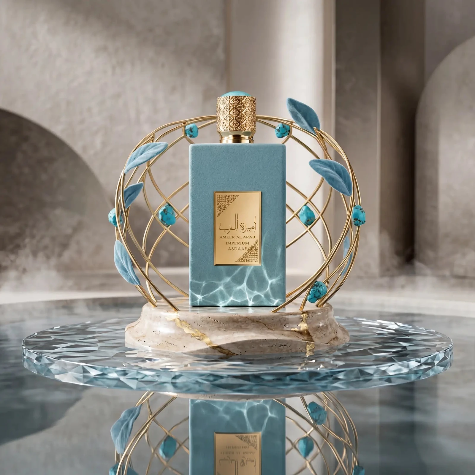 Asdaaf Ameer Al Arab Imperium (Príncipe de Arabia) · 100 ml · para Hombre — el frasco fotografiado en una escena de ambiente
