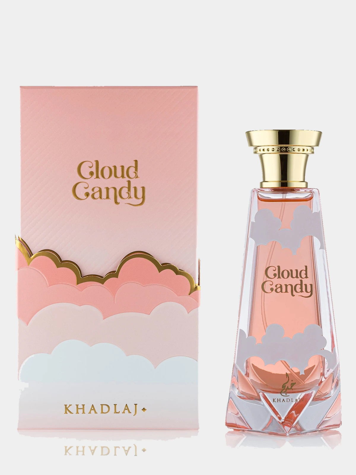 Khadlaj Cloud Candy · Extrait de Parfum 100 ml · Unisex — frasco junto a su caja de frente