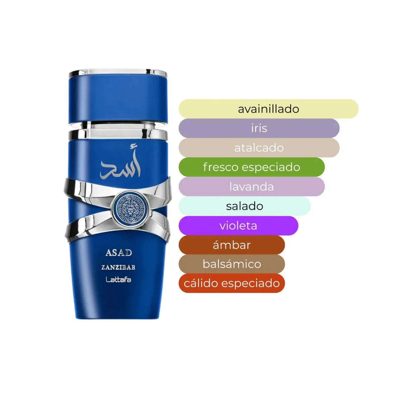 Lattafa Asad Zanzibar · 100 ml · para Hombre — gráfico de acordes principales publicado por el fabricante