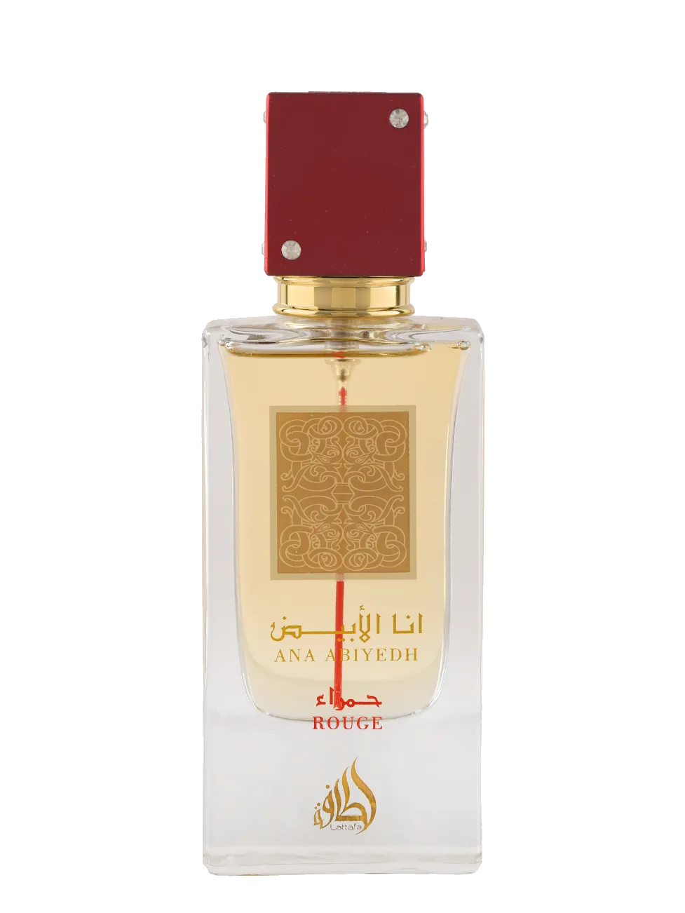 Frasco de Ana Abiyedh Rouge de Lattafa, el clon árabe de Baccarat Rouge 540